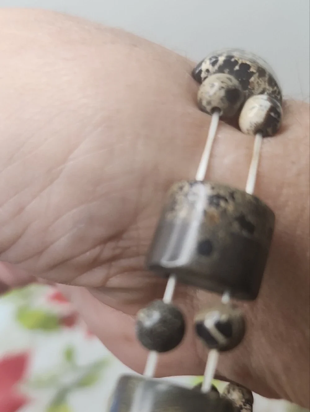 Neutral Brown Beaded Stretch Bracelet